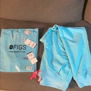 Figs Neon Blue Set Catarina Top M Zamora Joggers M